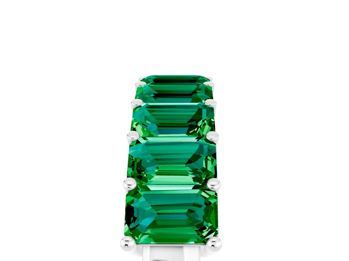 Emerald Cut Emerald Prong-Set Eternity Band Platinum
