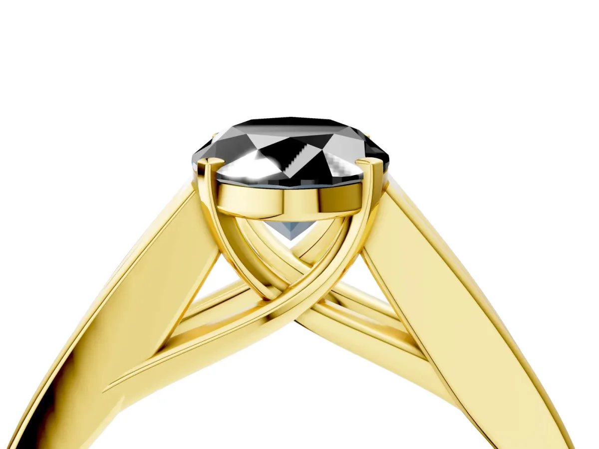 Fancy Black Oval Cut Cut Channel Set Solitaire Ring with Four-Prong Setting Yellow gold