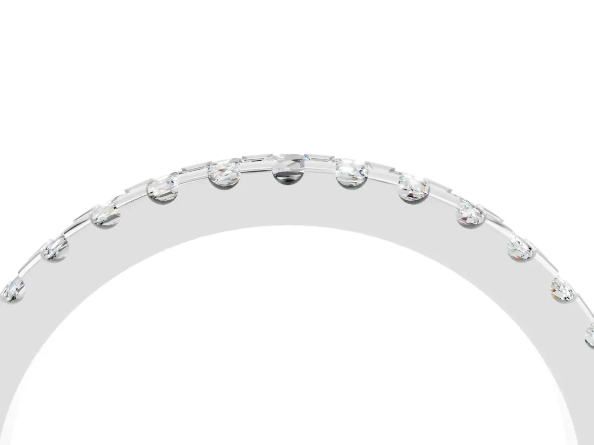 Round Moissanite Pavé Set Eternity Band with Micro Prong Setting White gold