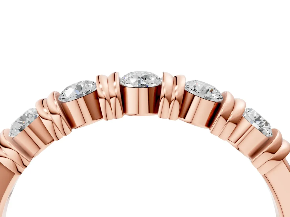 Bezel-Set Round Diamond Half-Eternity Band Rose gold