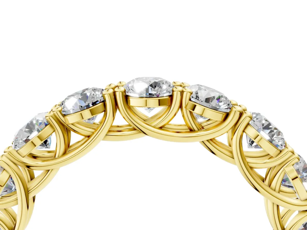 Round Diamond Woven Full Eternity Band Yellow gold