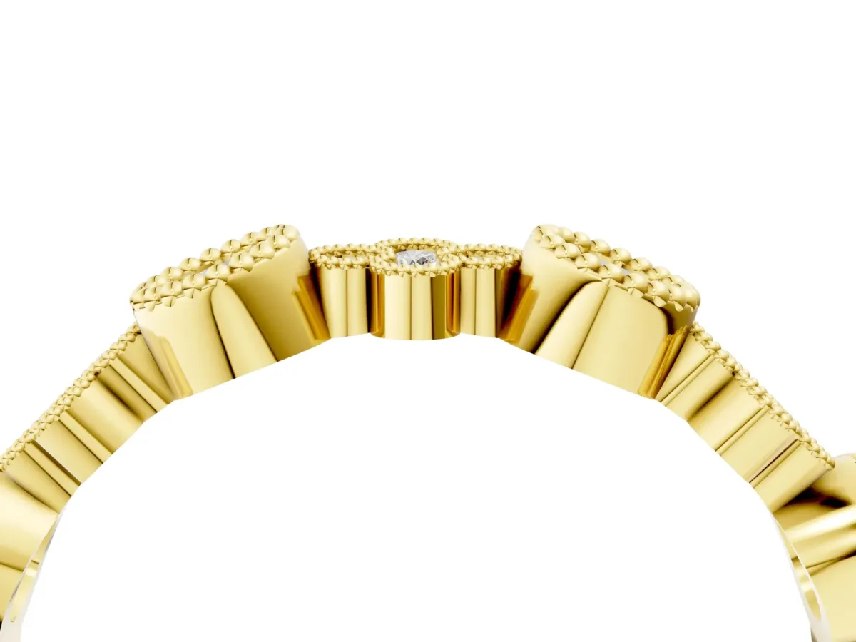 Milgrain Bezel Set Round Diamond Cluster Eternity Band Yellow gold
