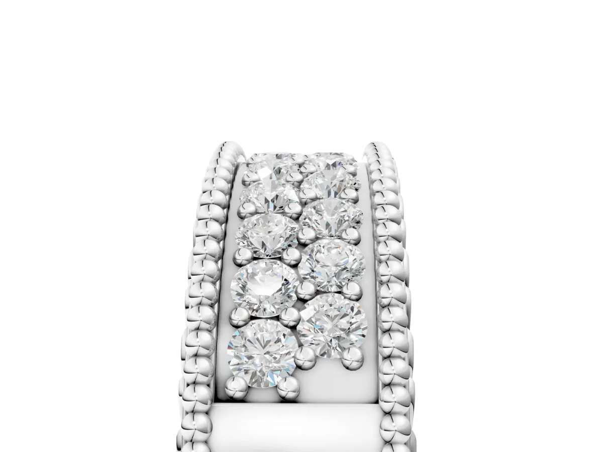 Round Cut Diamond Pave Eternity Band with Bead Prong Setting Platinum
