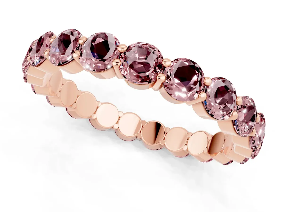 Round Morganite Eternity Band with U-Prong Setting Rose gold
