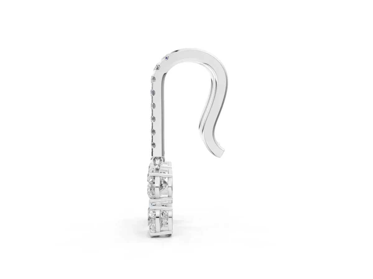 Oval Cut Diamond Multi-Shape Hook Drop Earrings Silver