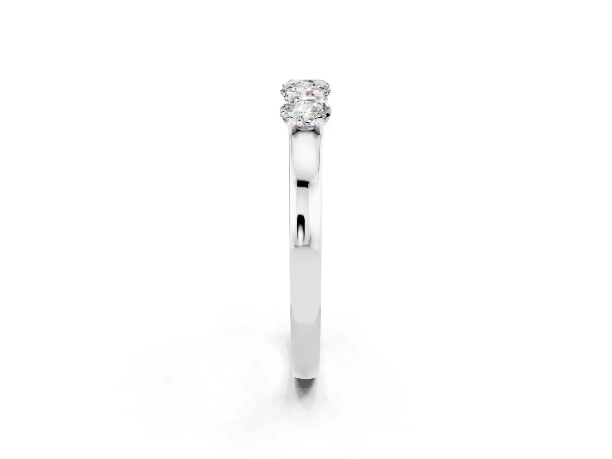 Four-Stone Round Moissanite Prong-Set Band White gold