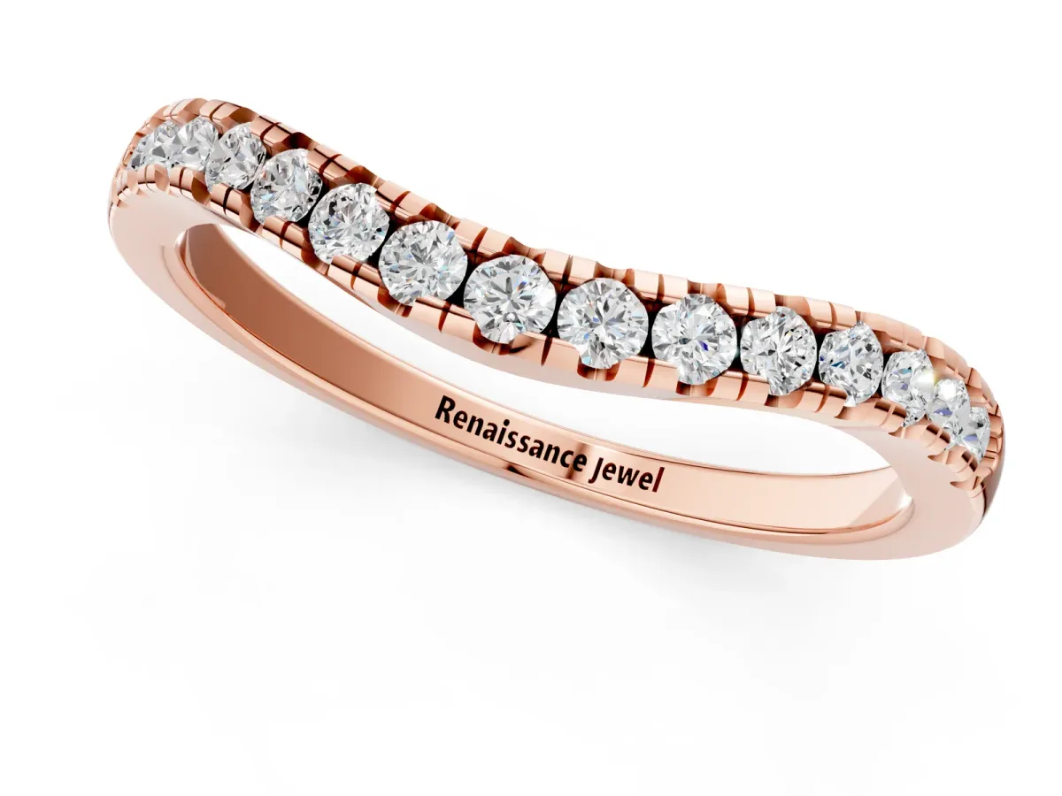 Diamond Pavé Curved Wedding Band Rose gold
