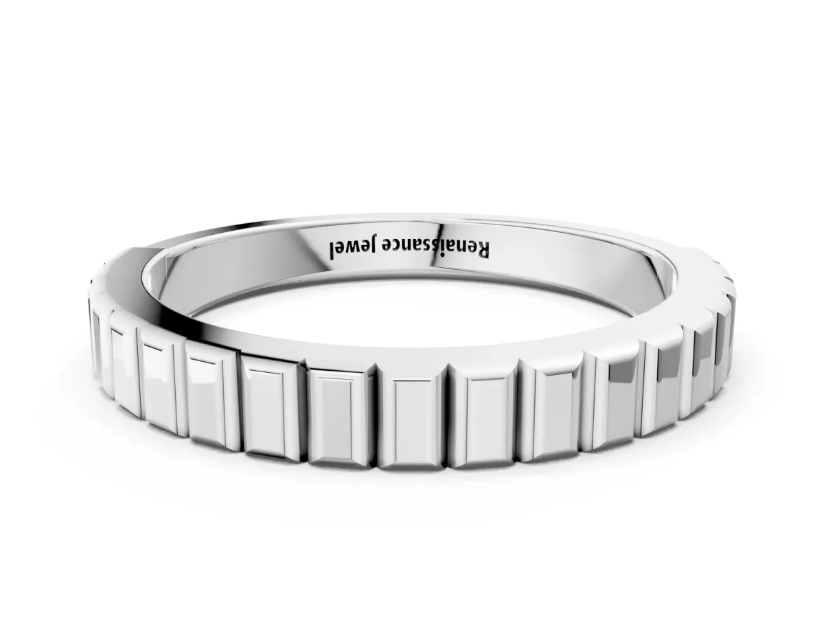 White Gold Ribbed Eternity Band White gold