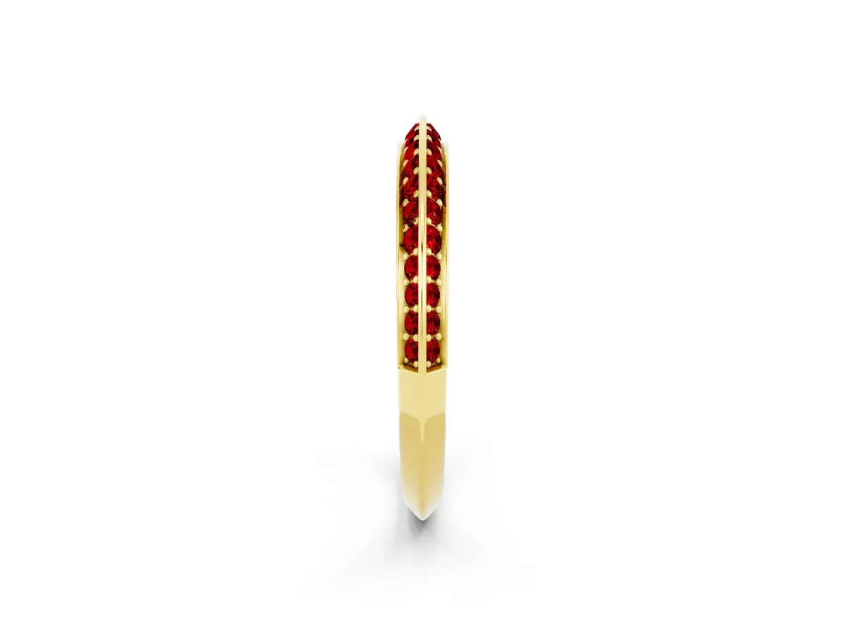 Double Row Pavé Round Ruby Eternity Band with Channel Setting Yellow gold