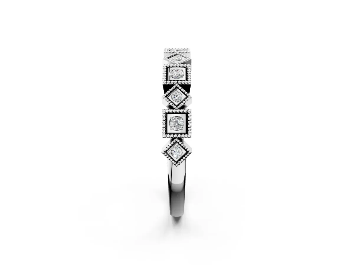 Milgrain Square Diamond Eternity Band with Bezel Setting Platinum