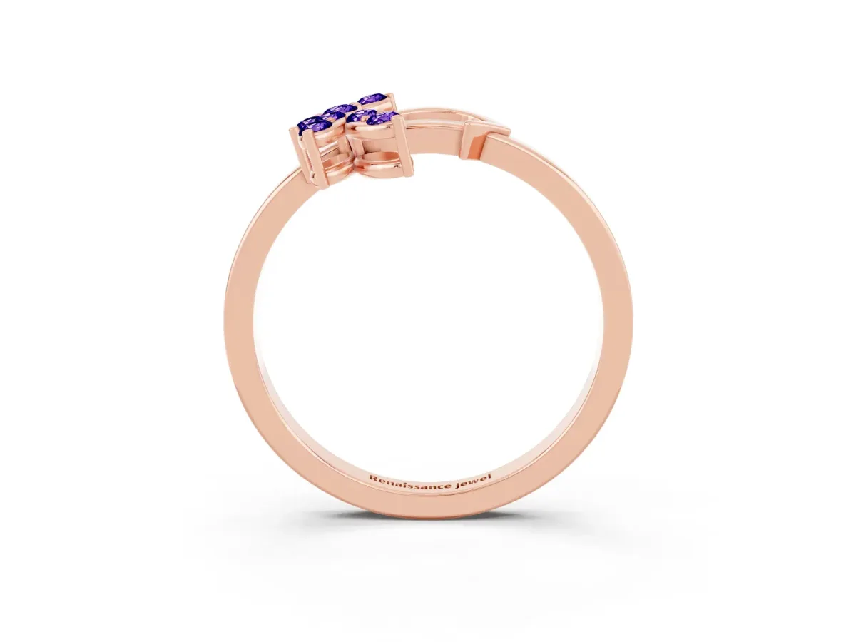 Marquise Tanzanite Cluster Bypass Ring with Prong Setting Rose gold