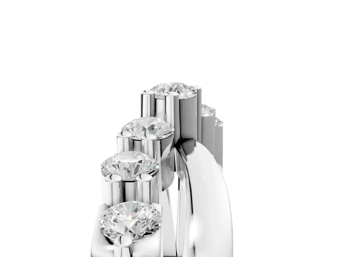 Round Diamond Prong-Set Crossover Band Silver