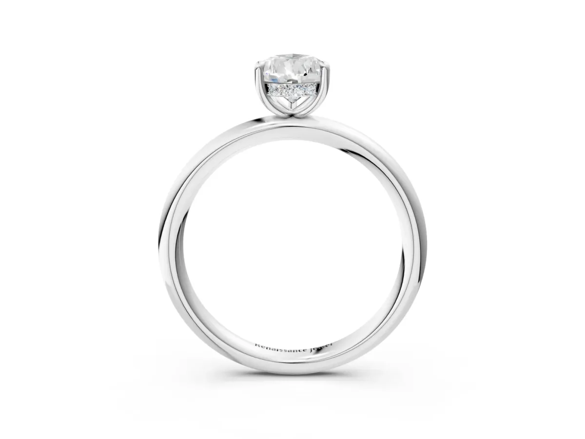 Pear Cut Diamond Solitaire Ring with Thin Band and Four-Prong Setting Silver