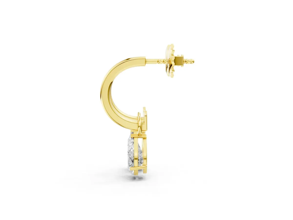 Pear Diamond Drop Earrings with Screw Back Yellow gold