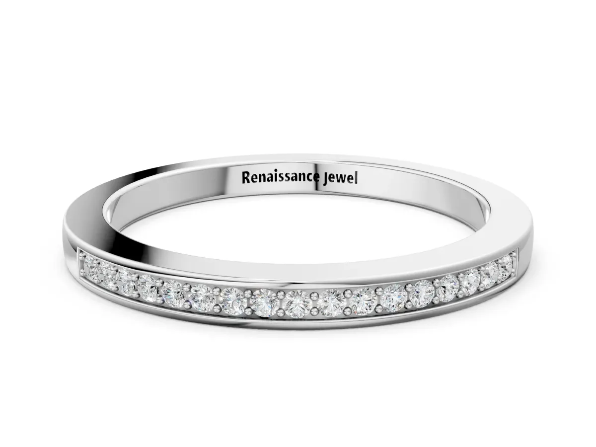 Round Diamond Half Eternity Pavé Band Silver