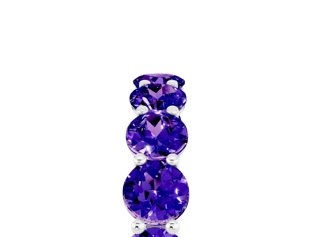 Round Tanzanite Shared Prong Eternity Band White gold