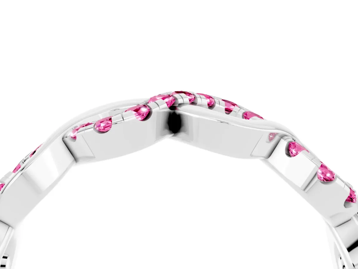 Twist Infinity Round Pink Sapphire Band with Pavé Setting Platinum