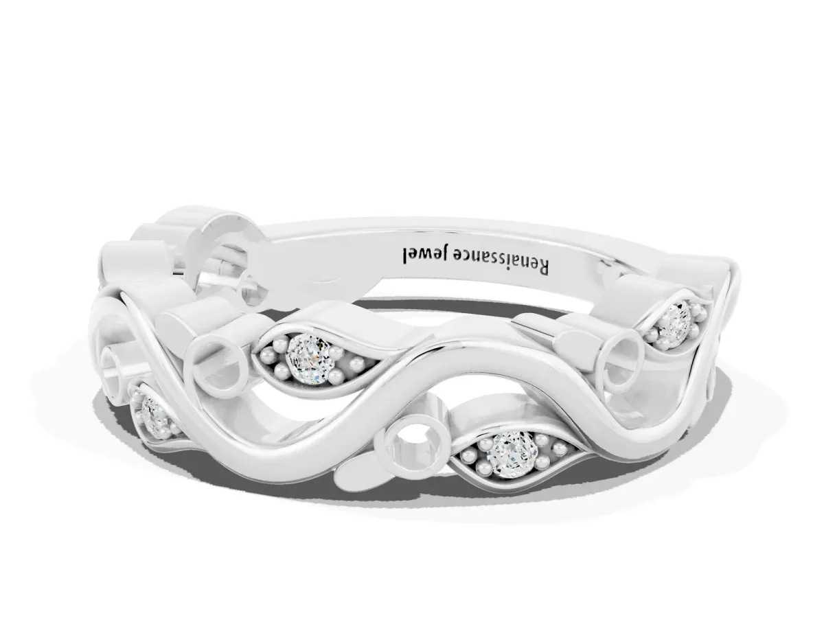 Marquise Moissanite Vine Eternity Band with Bezel Setting Silver