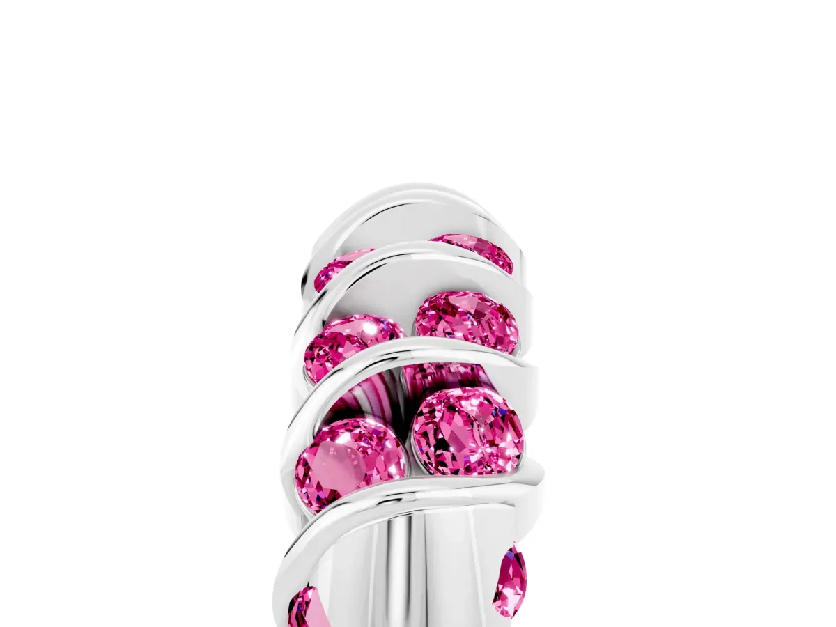 Channel Set Round Pink Sapphire Multi-Row Band Silver