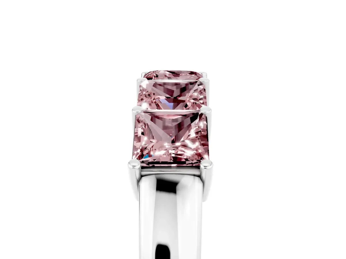 Princess Cut Five-Stone Morganite Band with Prong Setting Platinum
