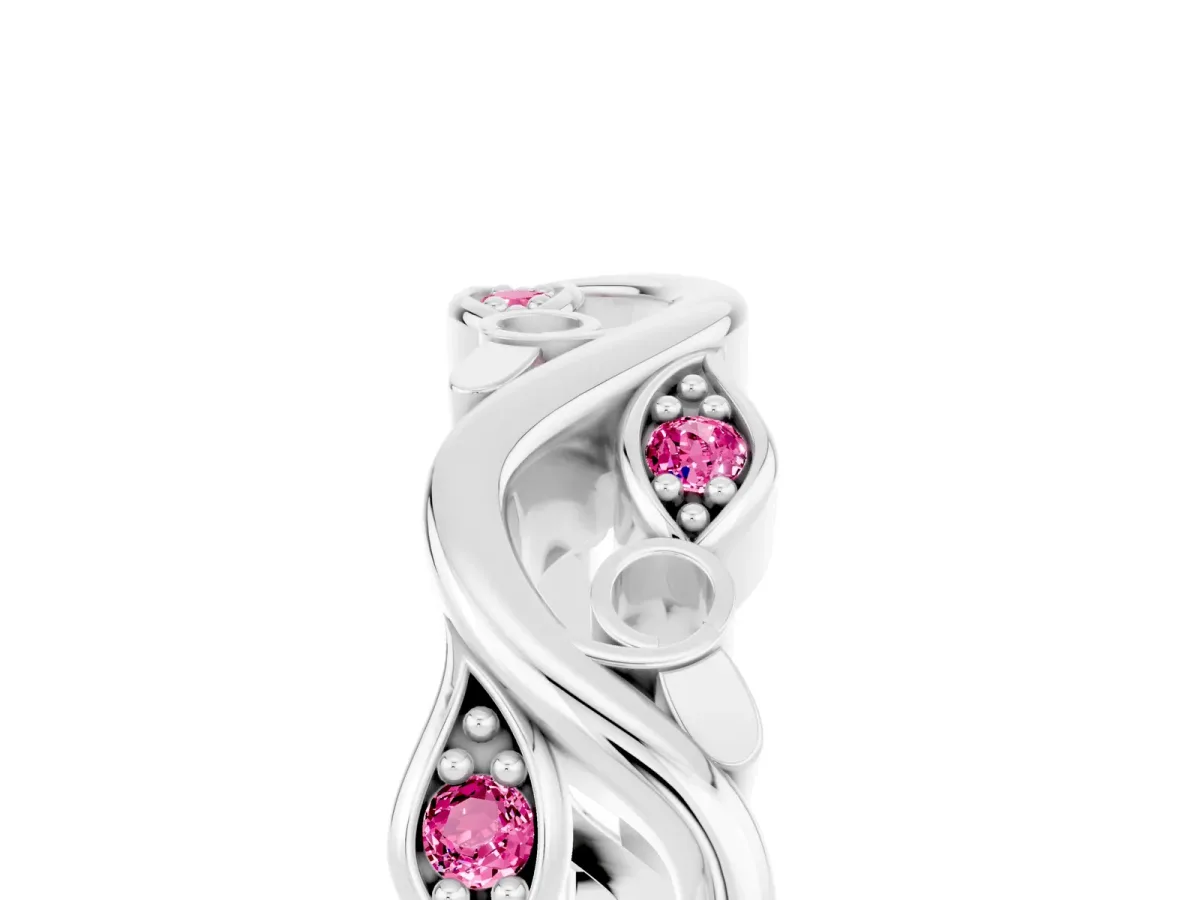Marquise Pink Sapphire Vine Eternity Band with Bezel Setting Platinum