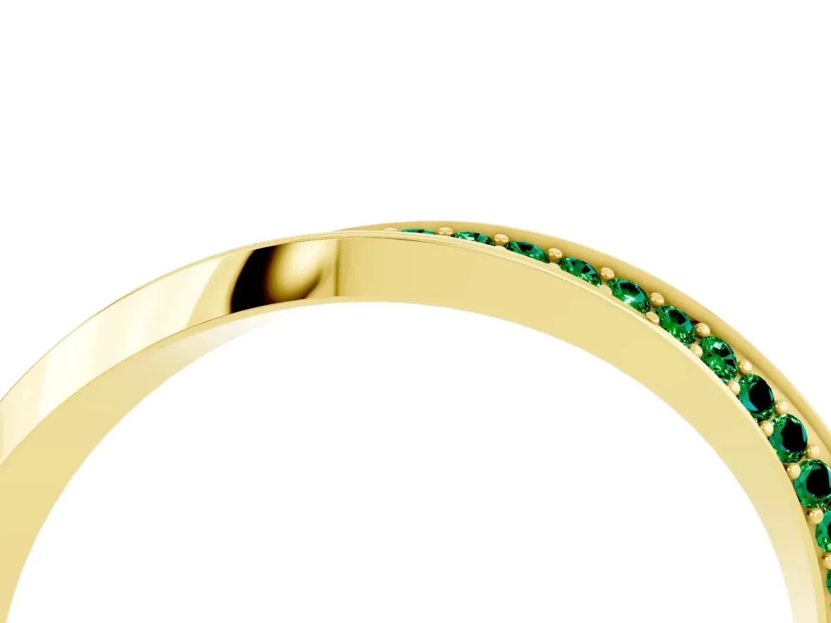 Pavé Round Emerald Twist Band Yellow gold
