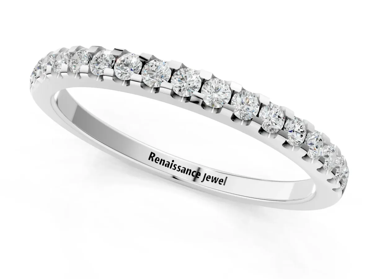 Round Diamond Half Eternity Prong Set Band Platinum
