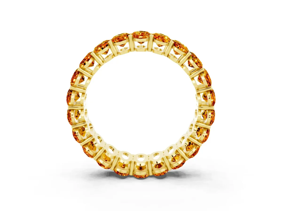 Oval Cut Citrine Eternity Band with Shared Prong Setting Yellow gold