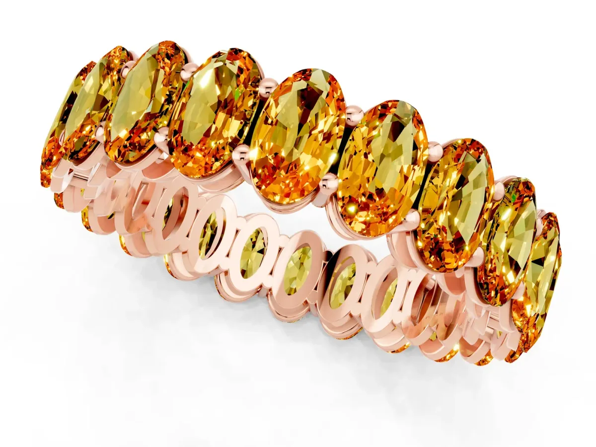 Oval Cut Citrine Eternity Band with Shared Prong Setting Rose gold