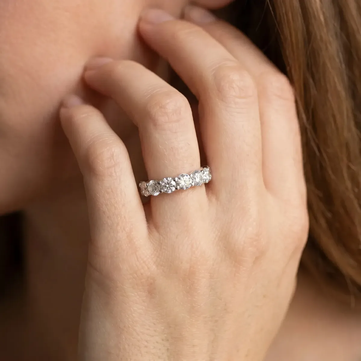 Round Diamond Eternity Band with U-Prong Setting Silver