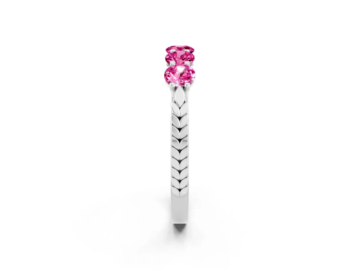 Five-Stone Round Pink Sapphire Prong-Set Band Silver