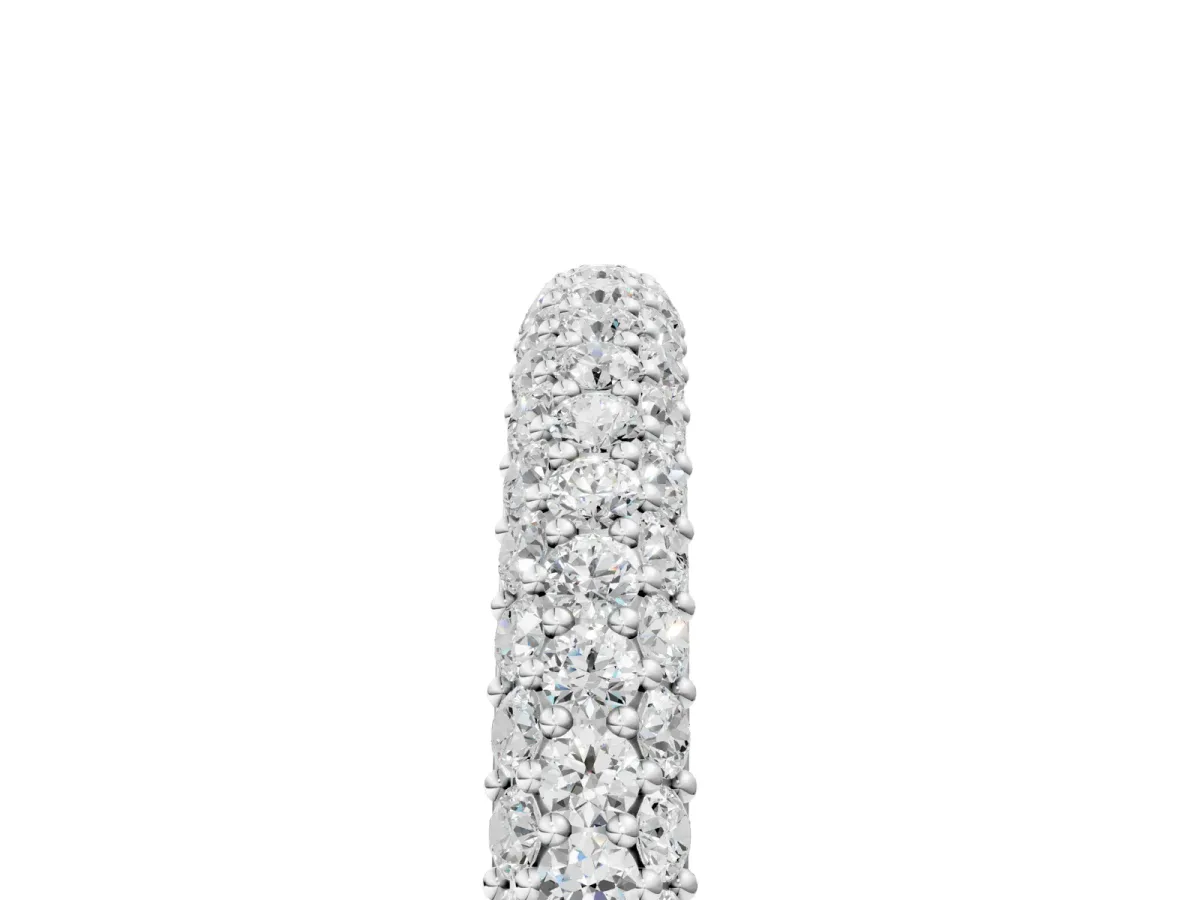 Round Diamond Pave Set White Gold Eternity Band Silver