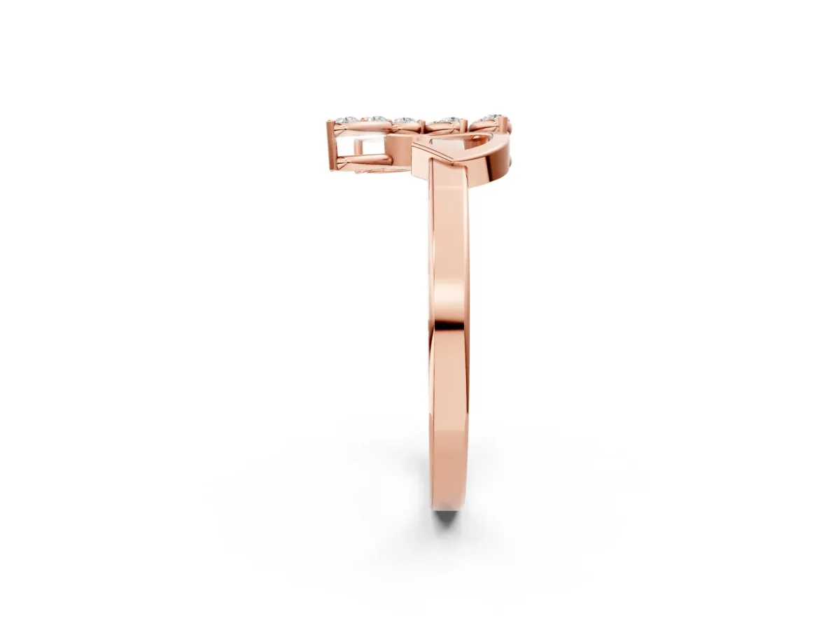 Marquise Diamond Cluster Bypass Ring with Prong Setting Rose gold
