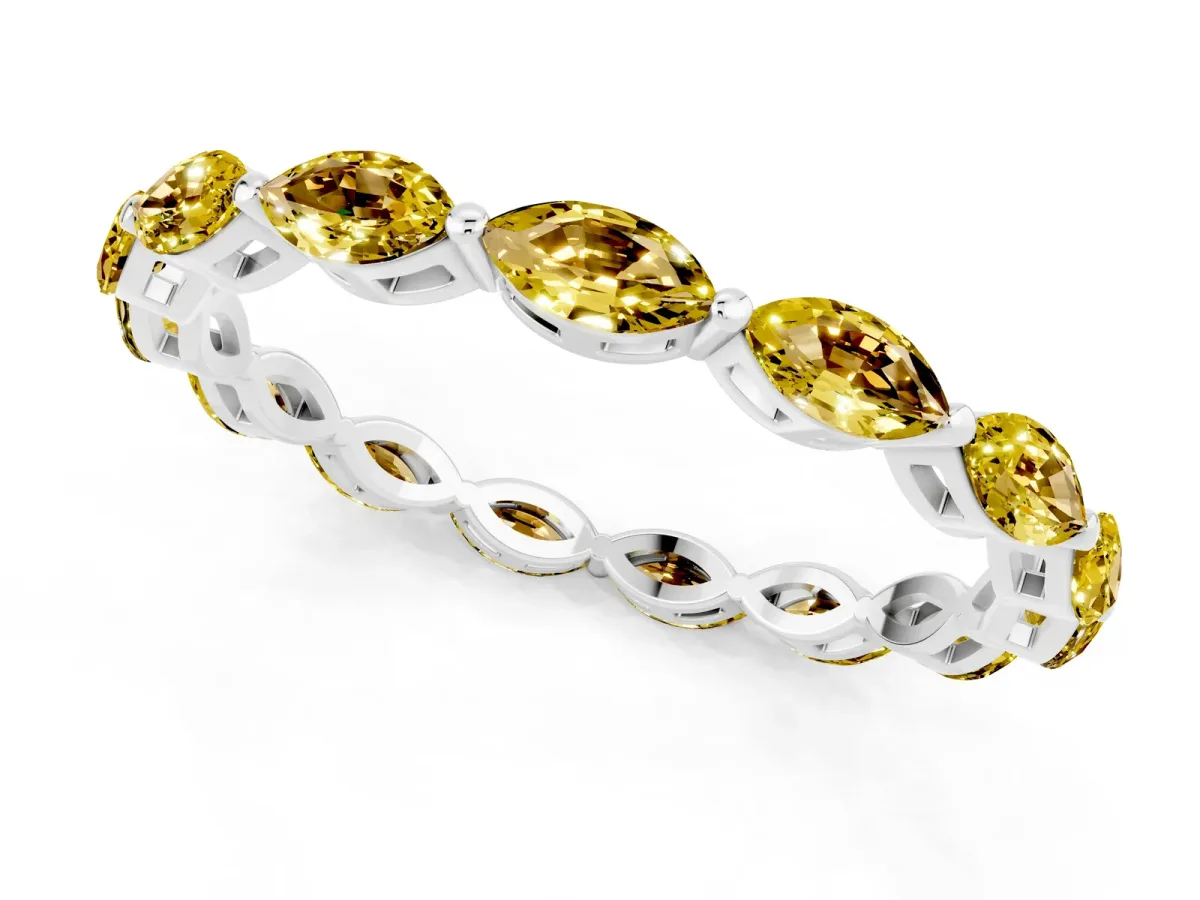 Marquise Yellow Sapphire Eternity Band with U-Prong Setting Silver