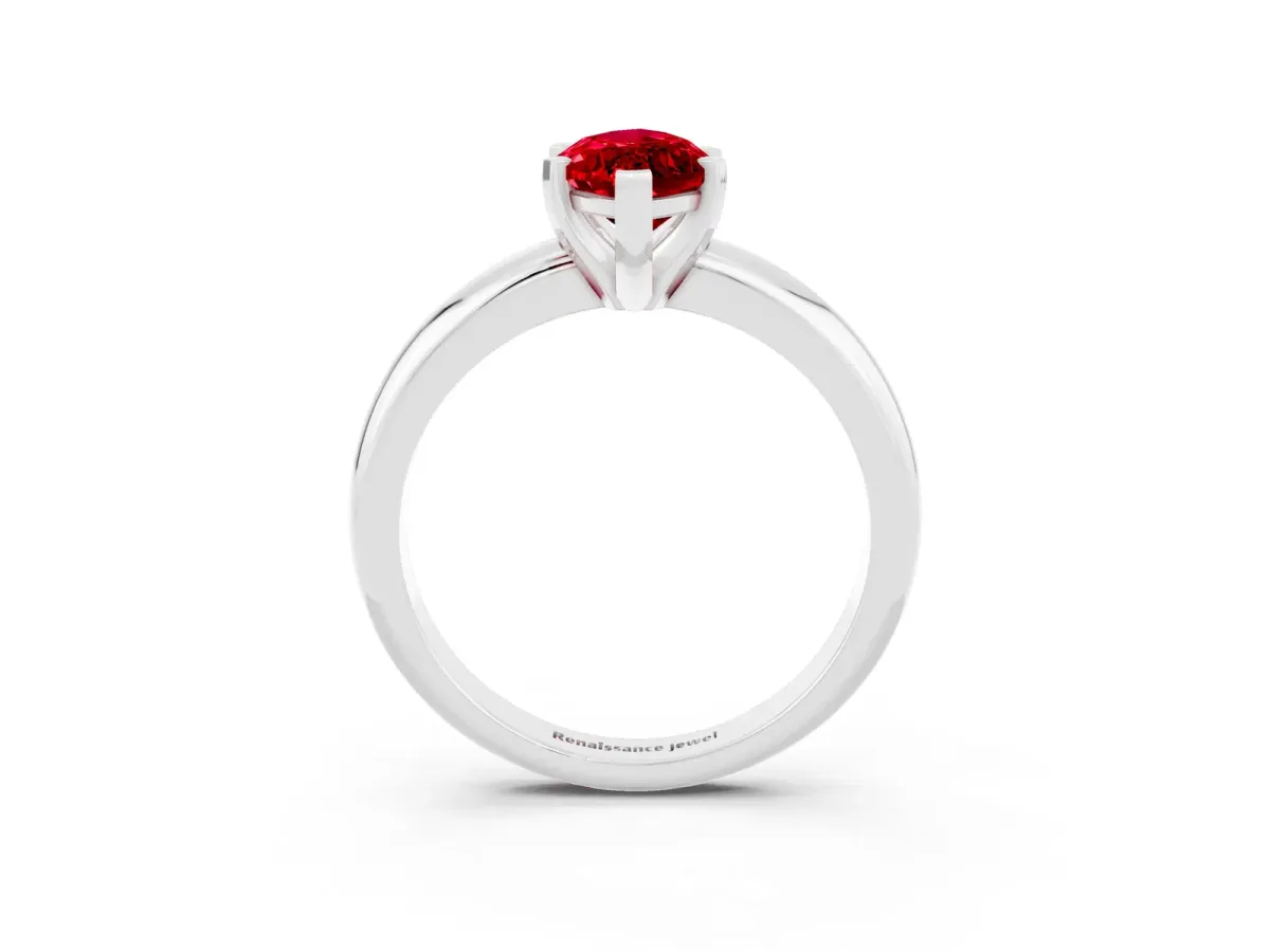 Marquise Cut Ruby Solitaire Engagement Ring with Round Band and Four-Prong Setting Silver