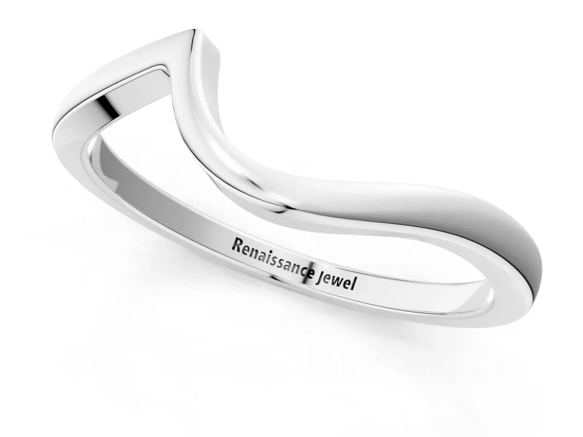 Curved Solitaire Band with Round Stone Setting Silver