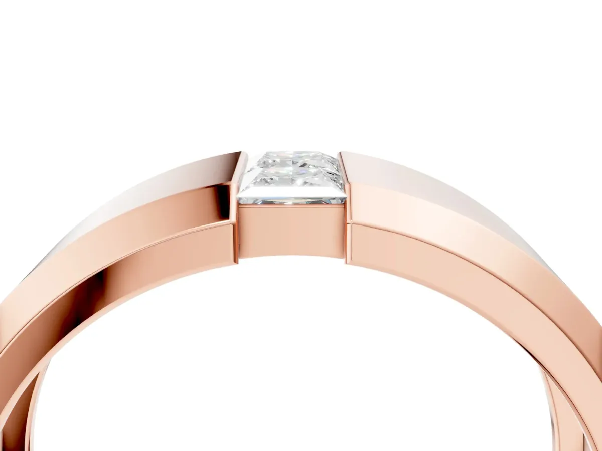 Princess Diamond Two-Stone Mens Band Rose gold