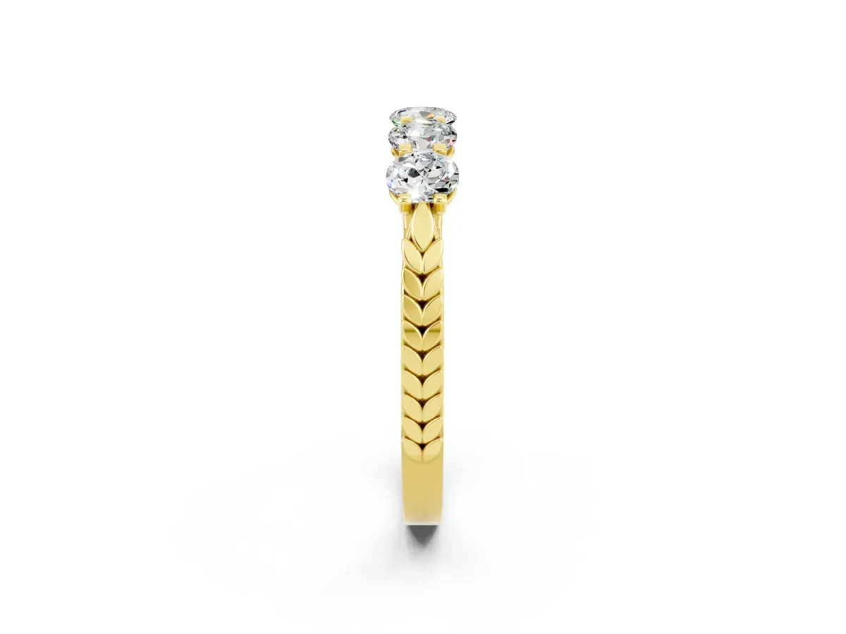 Five-Stone Round Moissanite Prong-Set Band Yellow gold