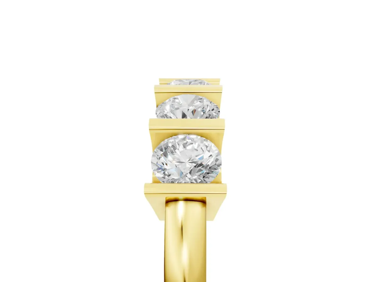 Channel-Set Round Diamond Five-Stone Band Yellow gold