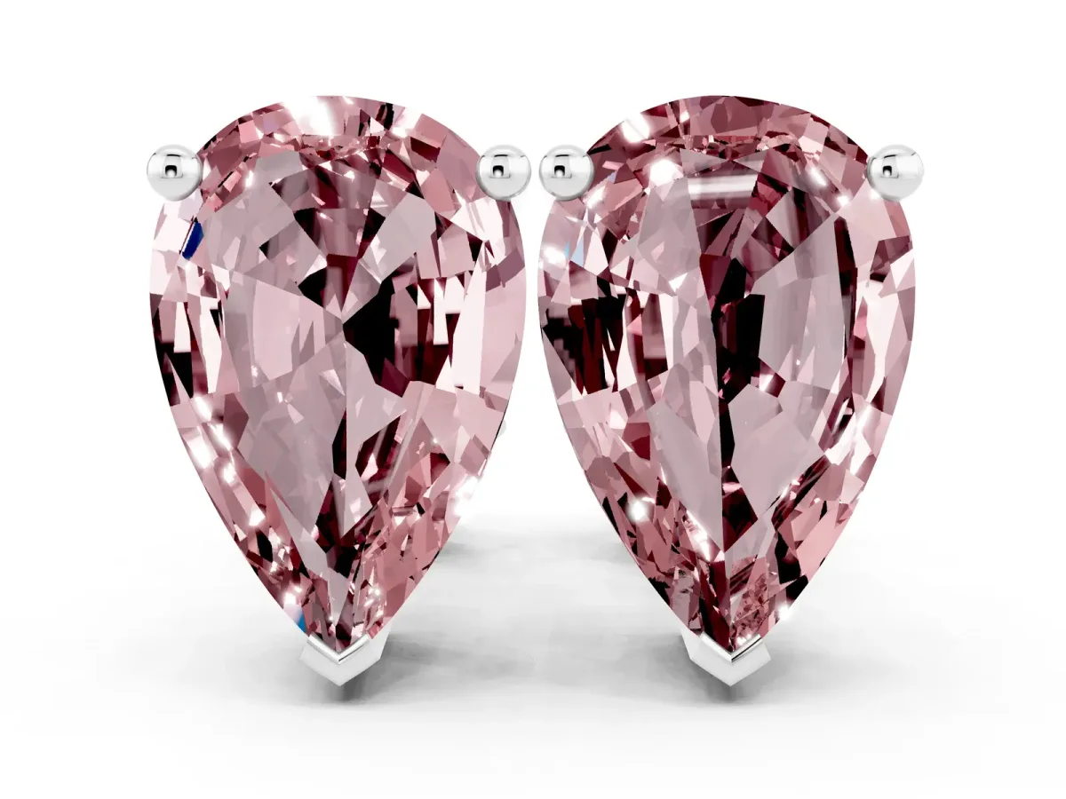 Pear Cut Morganite Stud Earrings White gold