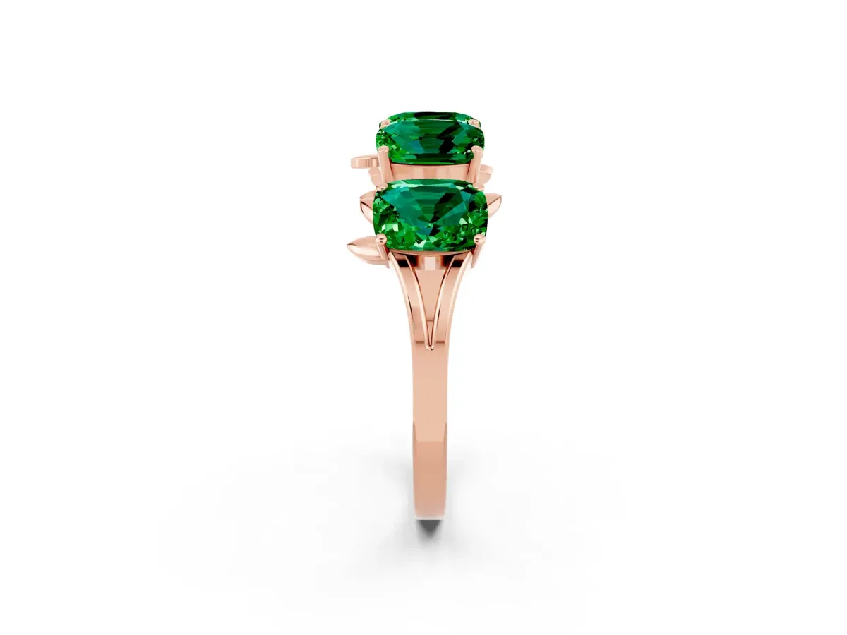 Emerald Cut Emerald Prong-Set Half Eternity Band Rose gold