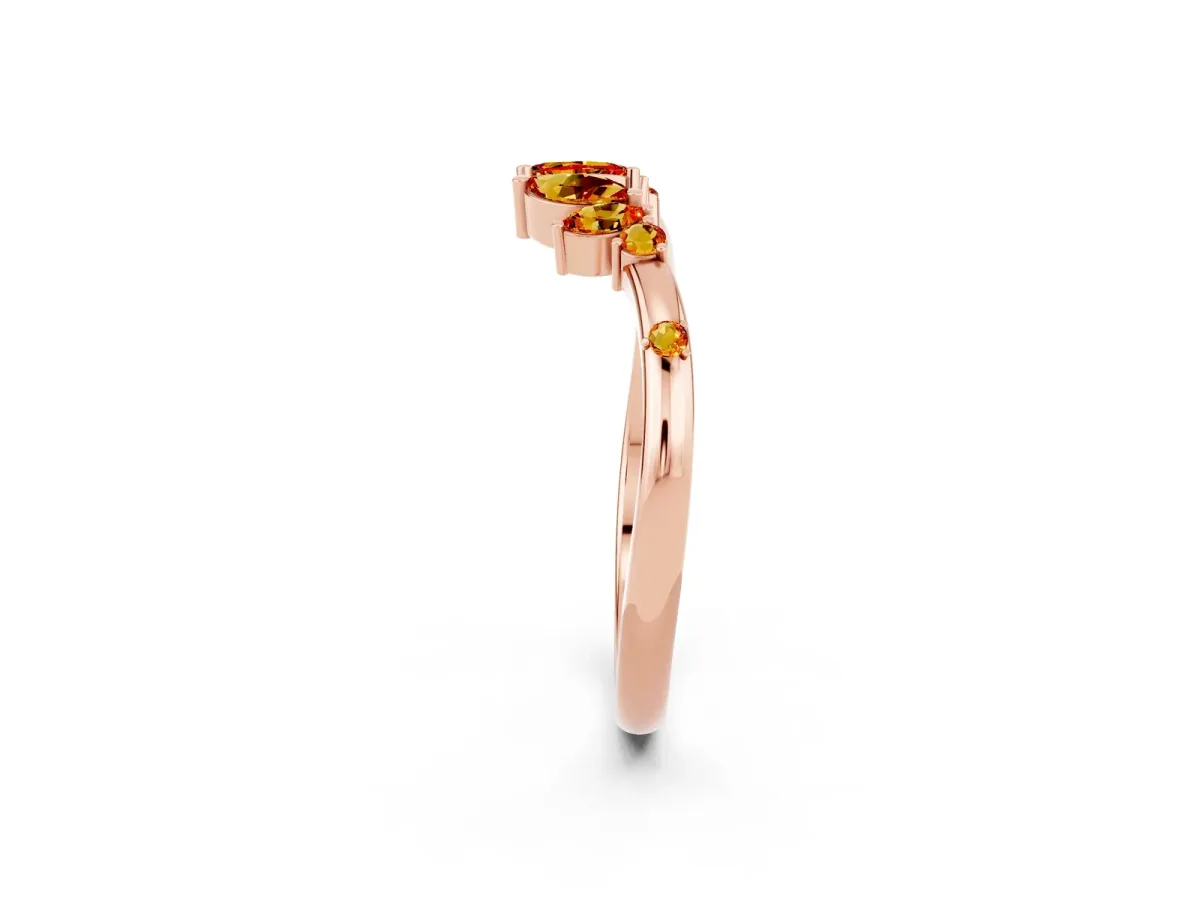 Open Marquise Cluster Citrine Band with Prong Setting Rose gold