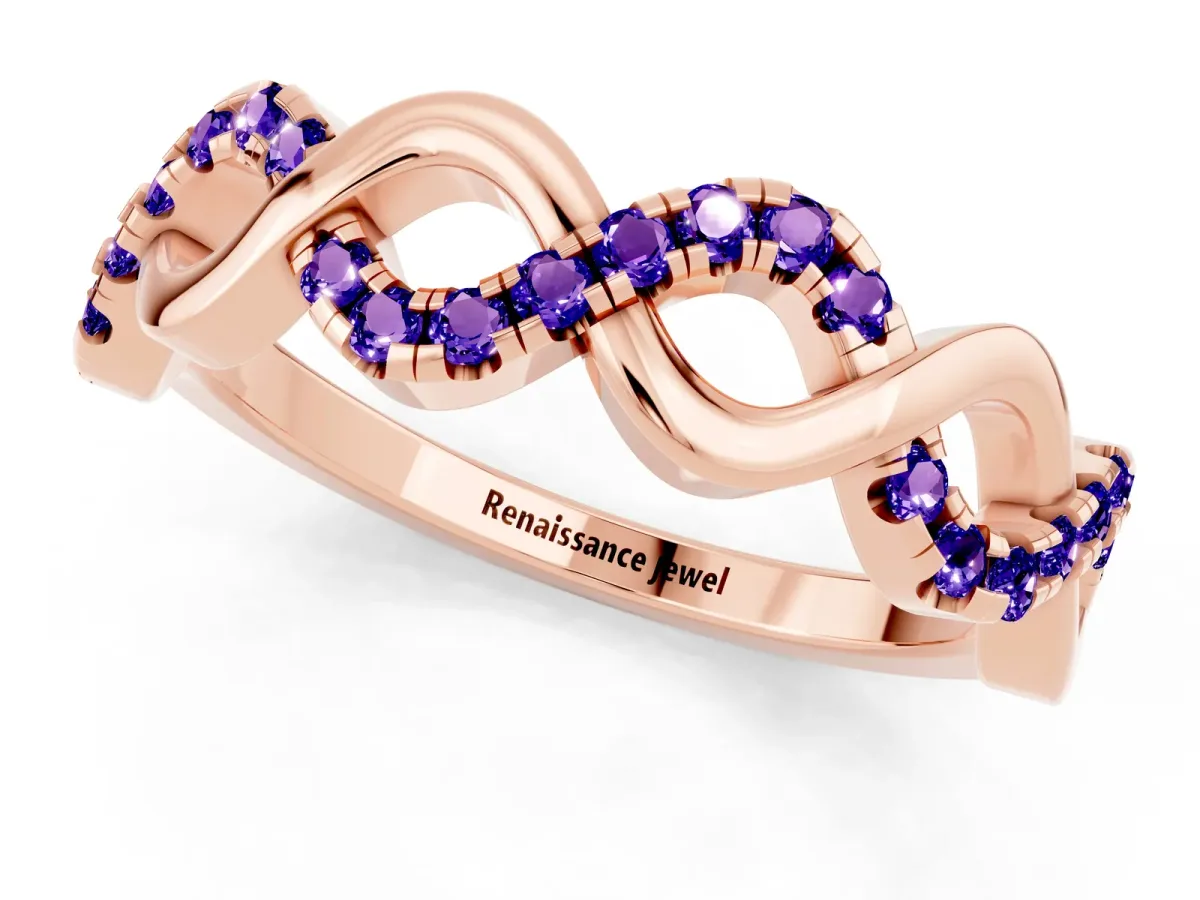 Twist Infinity Round Tanzanite Band with Pavé Setting Rose gold