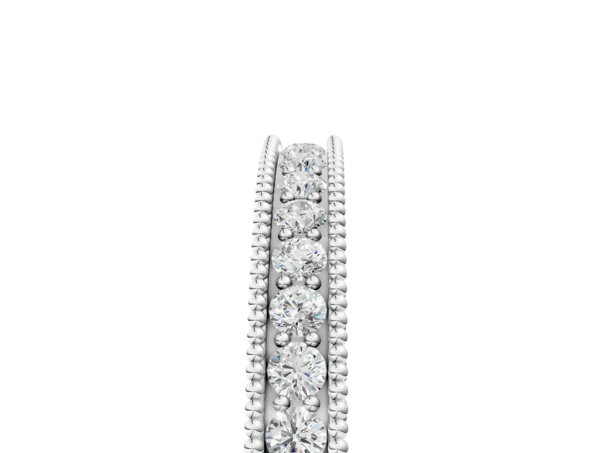 Round Cut Diamond Milgrain Eternity Band with Channel Setting White gold
