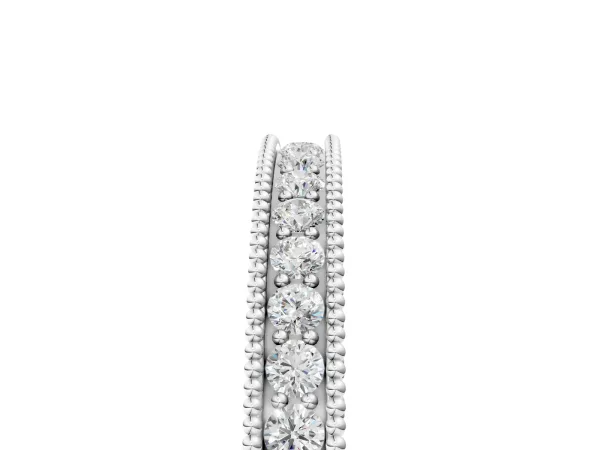 Round Cut Diamond Milgrain Eternity Band with Channel Setting Silver