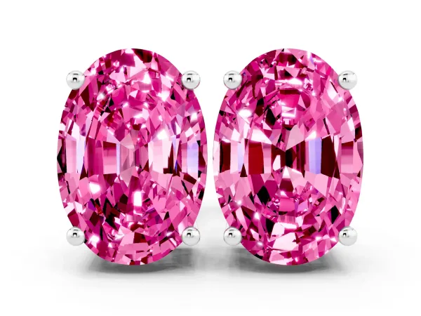 Oval Cut Pink Sapphire Stud Earrings Platinum