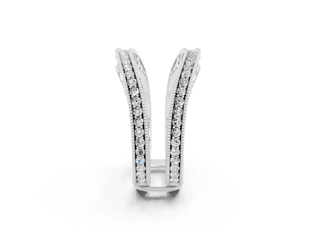 Round Moissanite Milgrain Eternity Band with Channel Setting Silver