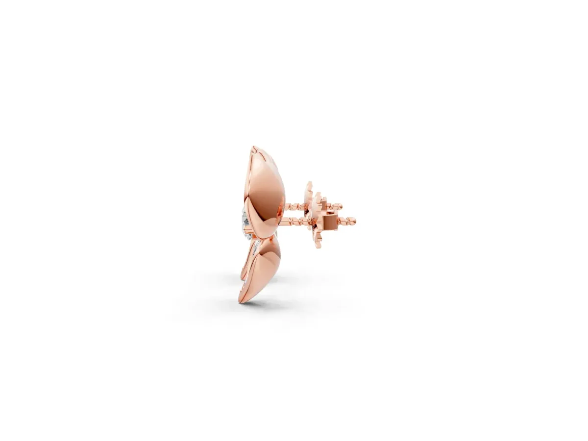 Round Diamond Pavé Flower Stud Earrings Rose gold