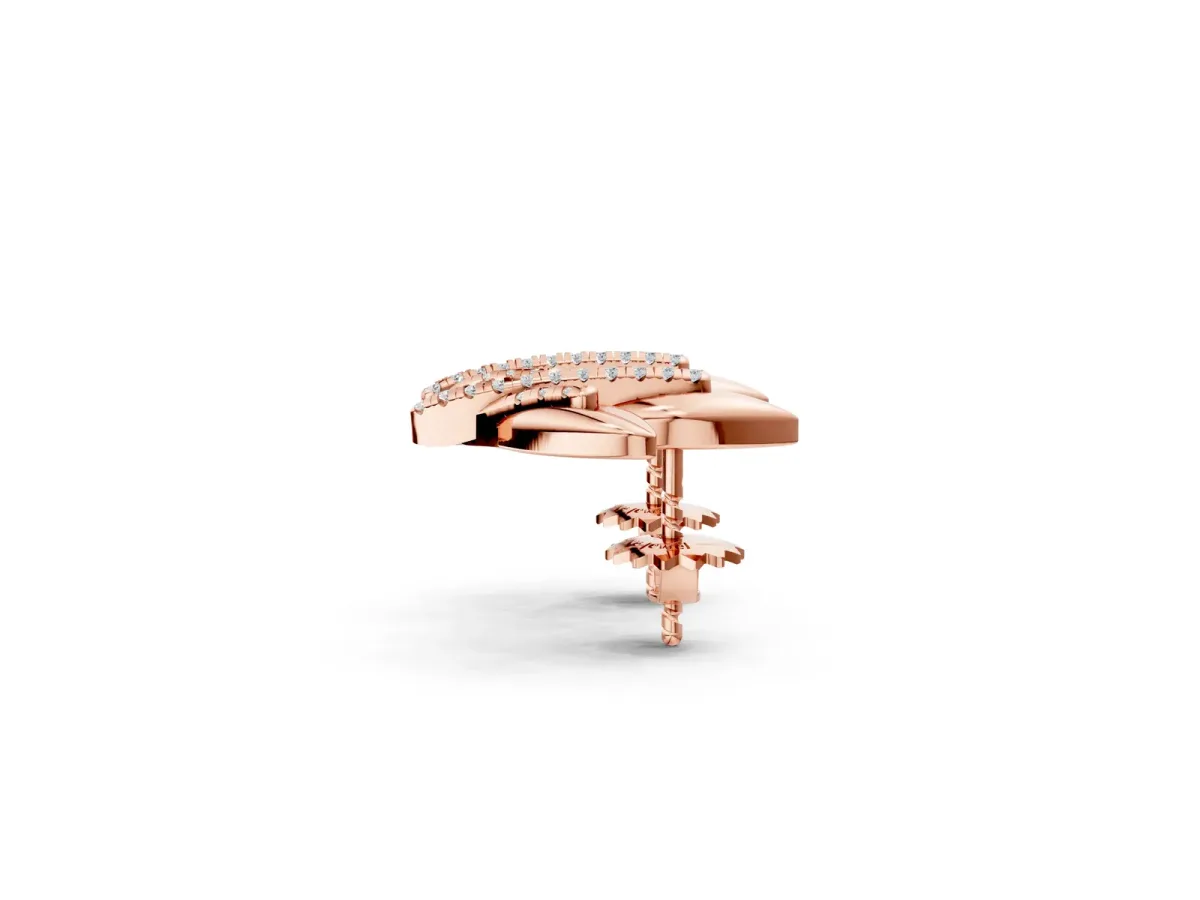 Round Diamond Olive Branch Stud Earrings Rose gold