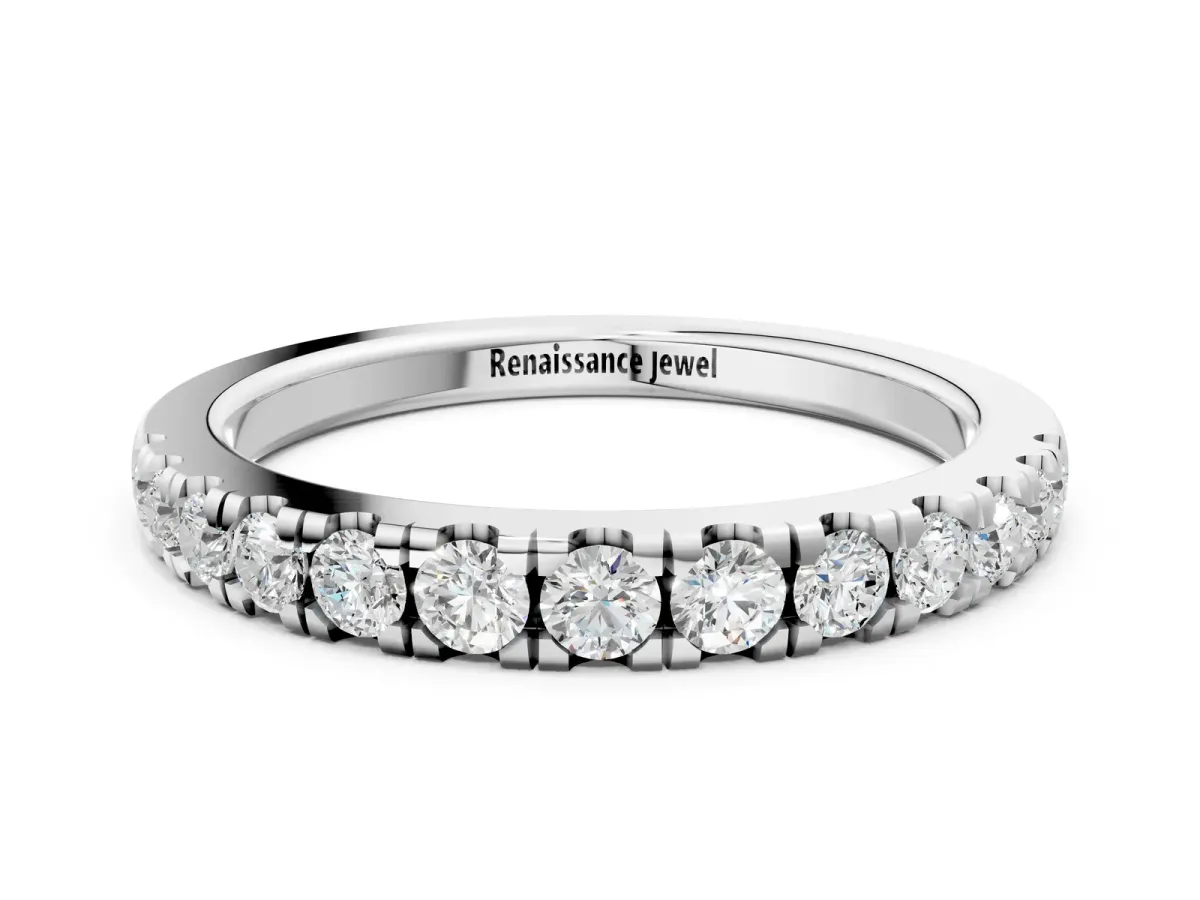 Round Diamond Pavé Set White Gold Eternity Band White gold
